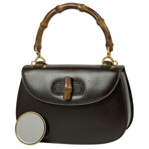Gucci Bamboo Handbag Leather Brown